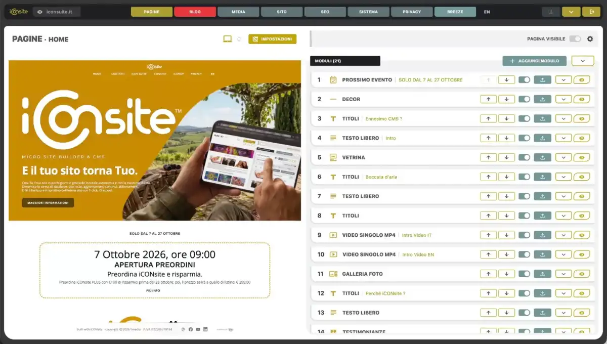 Schermata di iCONsite