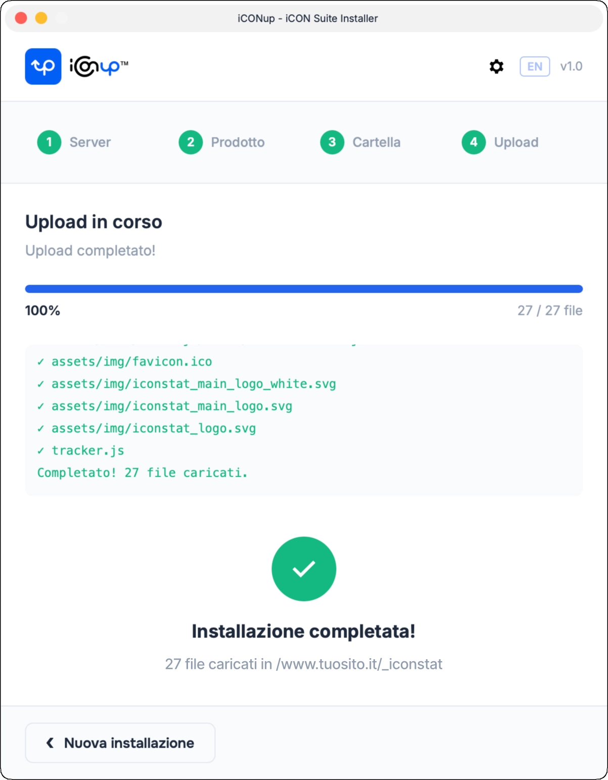 Step 4 - Esegui Upload
